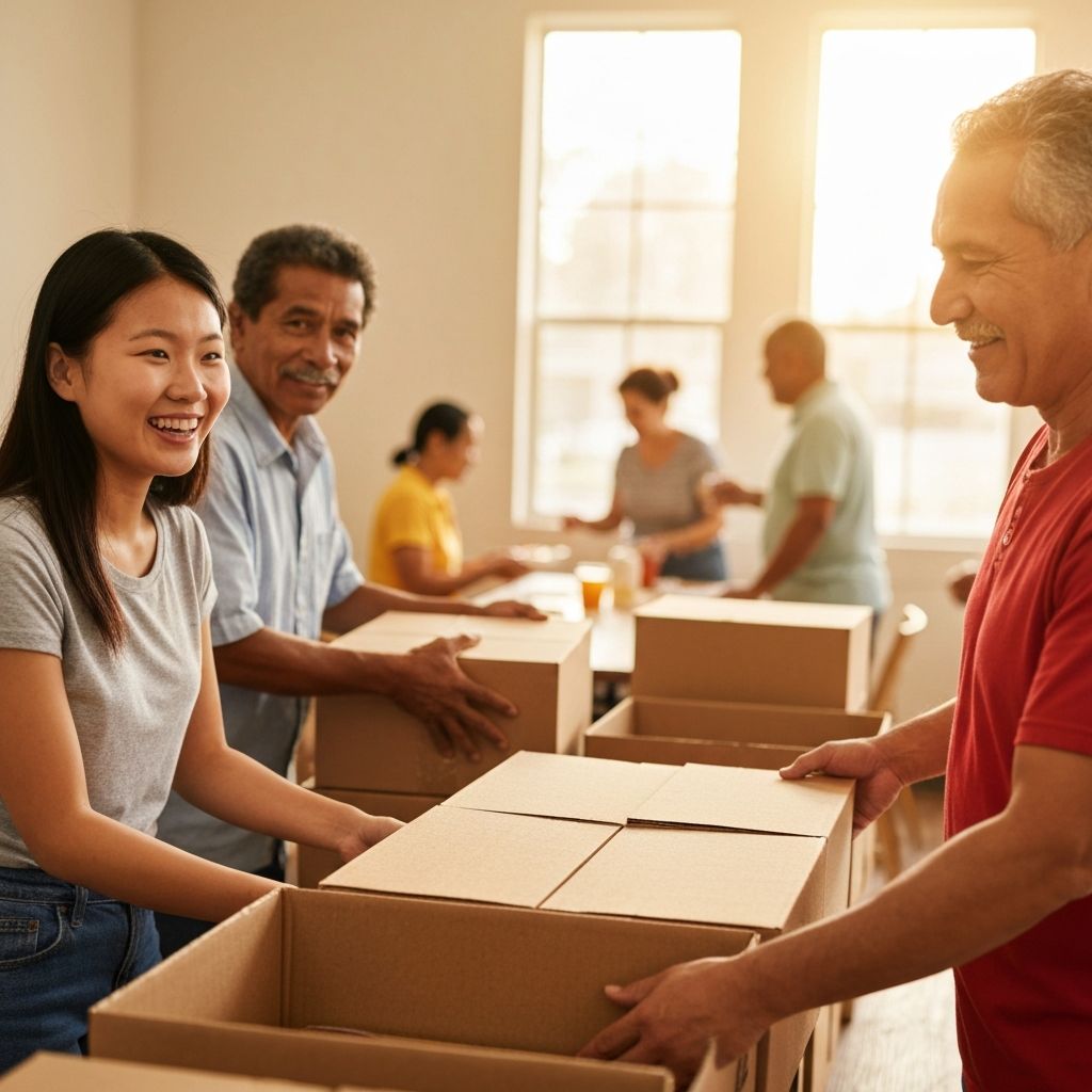 Community members helping each other